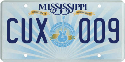 MS license plate CUX009