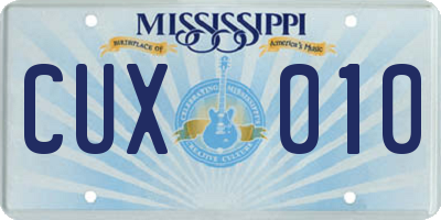 MS license plate CUX010