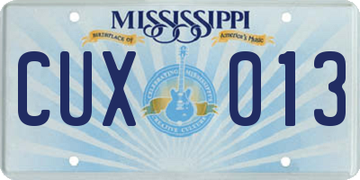 MS license plate CUX013