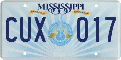 MS license plate CUX017