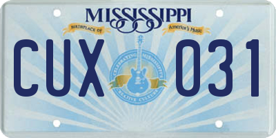 MS license plate CUX031