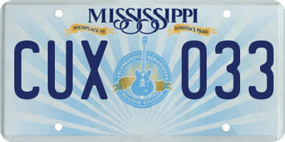 MS license plate CUX033