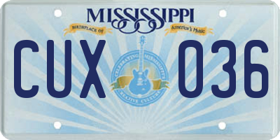 MS license plate CUX036