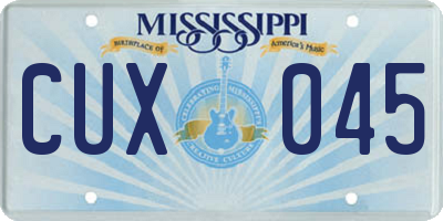 MS license plate CUX045