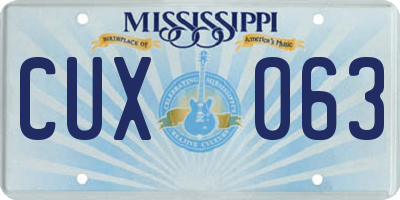 MS license plate CUX063