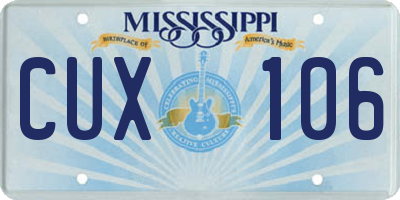 MS license plate CUX106