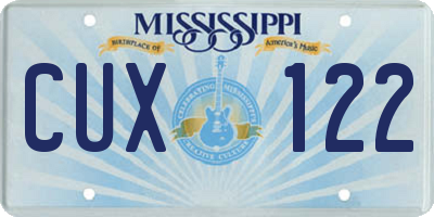 MS license plate CUX122
