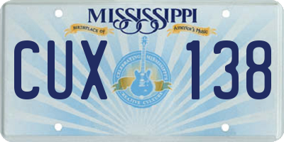 MS license plate CUX138