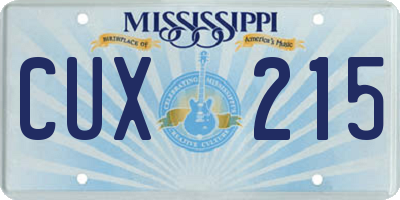 MS license plate CUX215