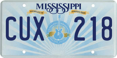 MS license plate CUX218