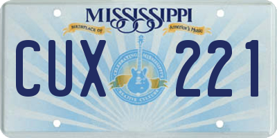 MS license plate CUX221