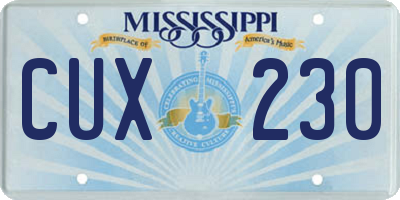 MS license plate CUX230