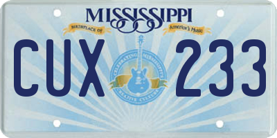 MS license plate CUX233