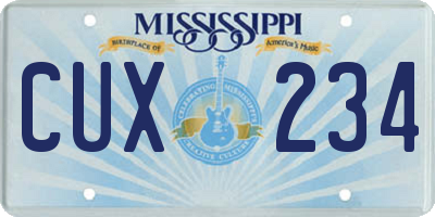 MS license plate CUX234