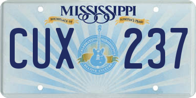 MS license plate CUX237