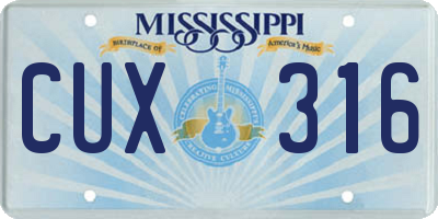 MS license plate CUX316