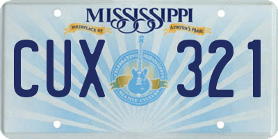 MS license plate CUX321