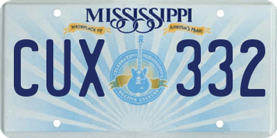 MS license plate CUX332