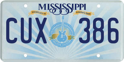 MS license plate CUX386