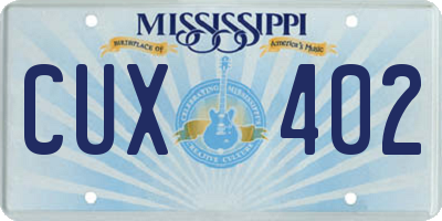 MS license plate CUX402
