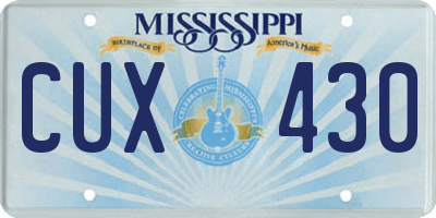 MS license plate CUX430