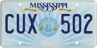 MS license plate CUX502