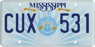 MS license plate CUX531