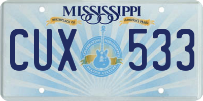 MS license plate CUX533