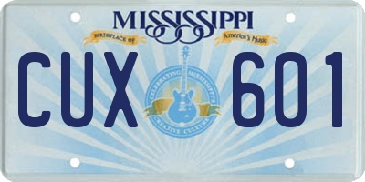 MS license plate CUX601