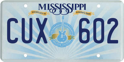 MS license plate CUX602