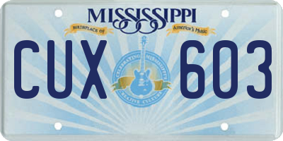MS license plate CUX603