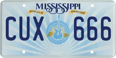 MS license plate CUX666