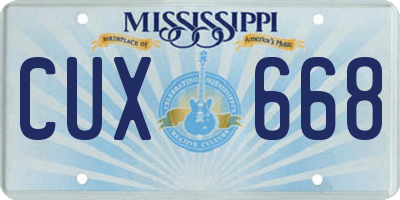 MS license plate CUX668