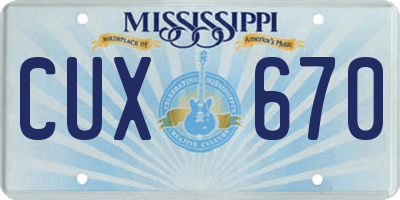 MS license plate CUX670