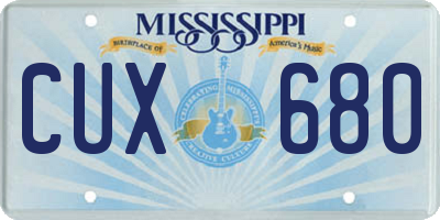 MS license plate CUX680