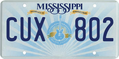 MS license plate CUX802