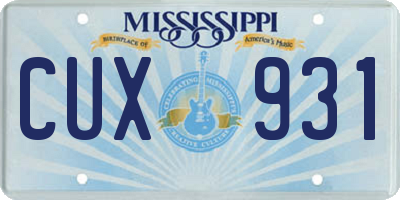 MS license plate CUX931