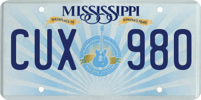 MS license plate CUX980