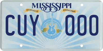 MS license plate CUY000