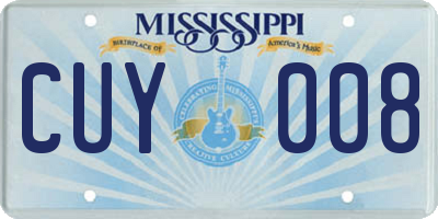 MS license plate CUY008