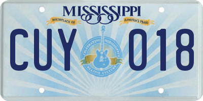 MS license plate CUY018