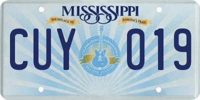 MS license plate CUY019