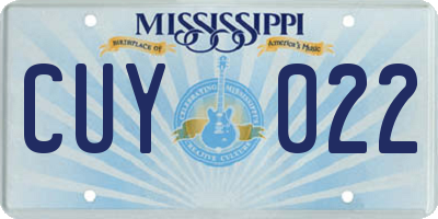 MS license plate CUY022