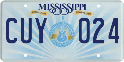 MS license plate CUY024