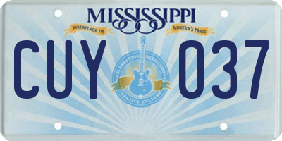 MS license plate CUY037