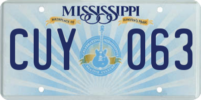MS license plate CUY063