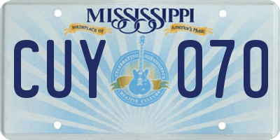 MS license plate CUY070