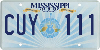 MS license plate CUY111