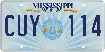 MS license plate CUY114