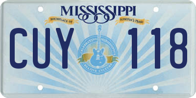 MS license plate CUY118